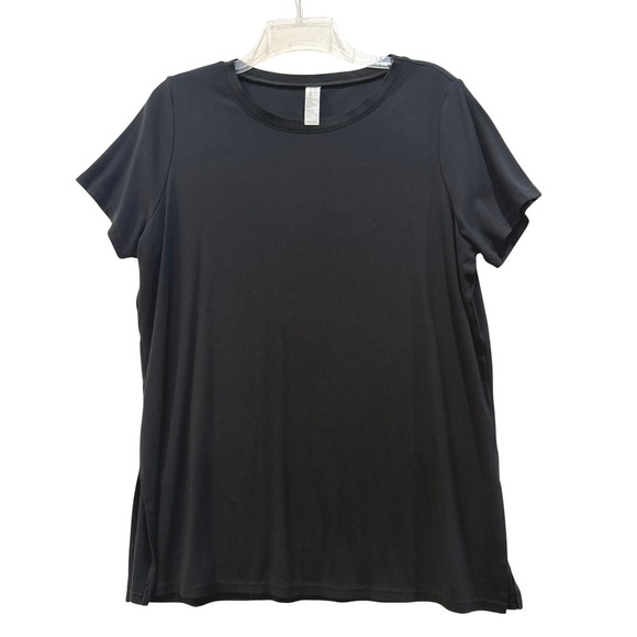 SPANX Tops - Spanx Black Short Sleeve Crew Neck T-Shirt‎ Womens XL Rayon Blend Basic Tee